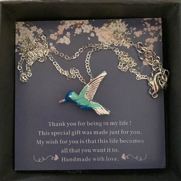 Jewelry - Blue Pendant Hummingbird Necklace